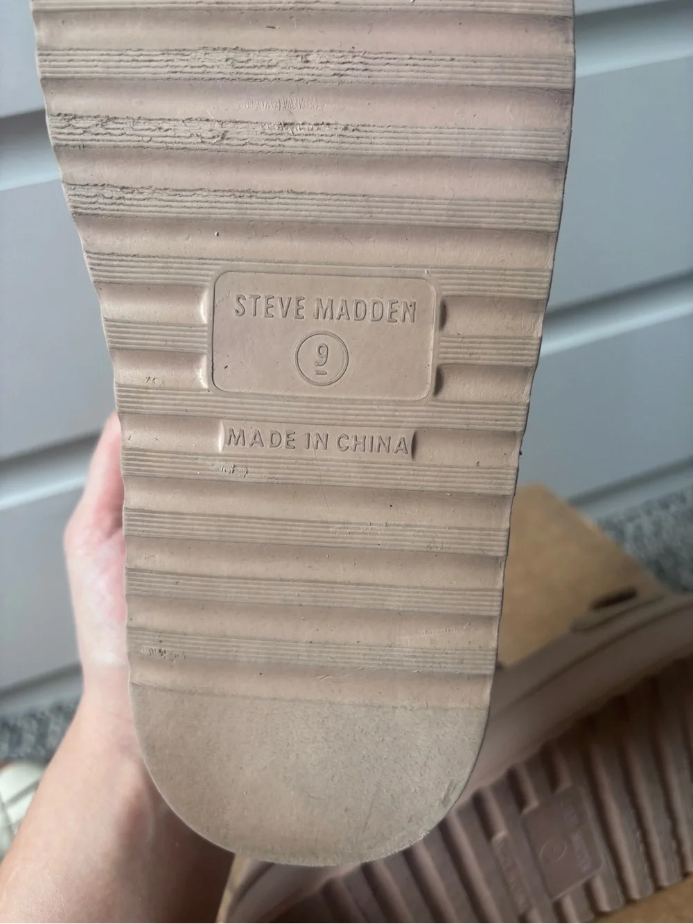 Steve Madden Beige Dual Strap Platform Slides